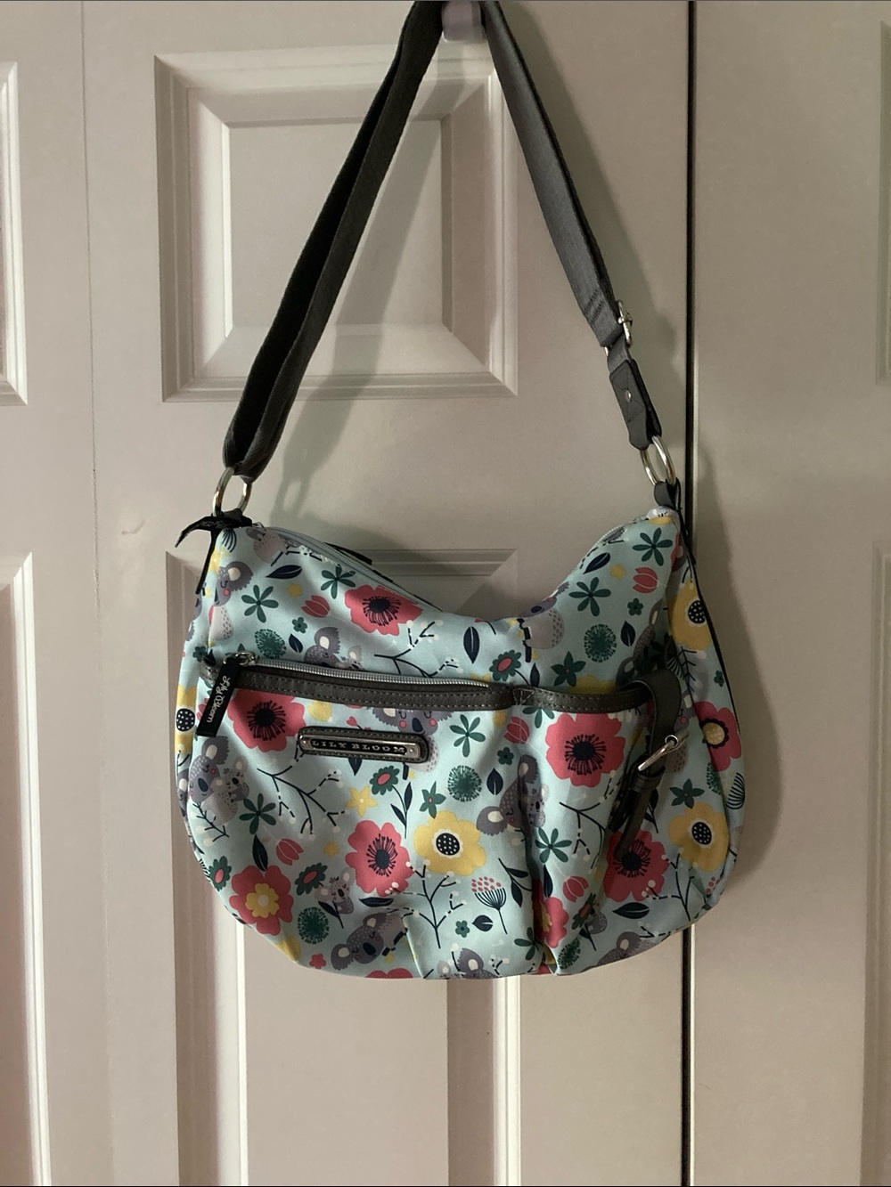 Lily Bloom Hobo bag floral Koala multi colored flowers and cute Koala Bears